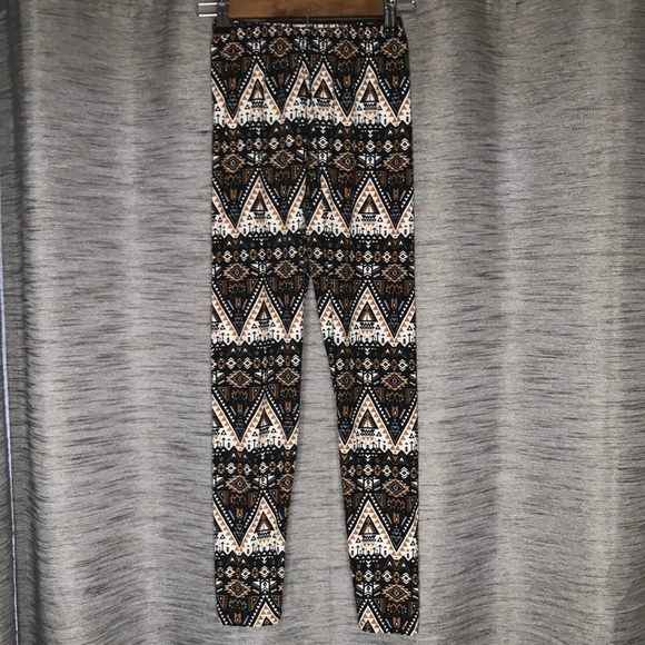 BUTTERY SOFT STRETCHY LEGGINGS BLACK AND BROWN - Picture 1 of 6